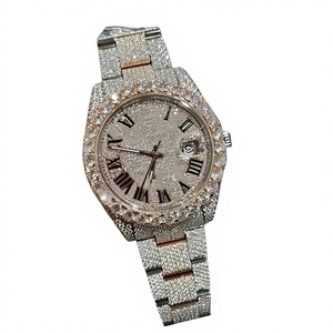 Montre de luxe pour homme en acier inoxydable avec cadran en verre et diamants Moissanite VVS1, résistante à l'eau 10 bars, écologique, vente directe usine - Product Image 1