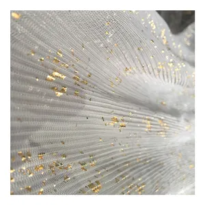 HG6720 Cheap China Knitted Pleated Gold Stamp wrinkle Fabric Tulle Mesh Fabrics