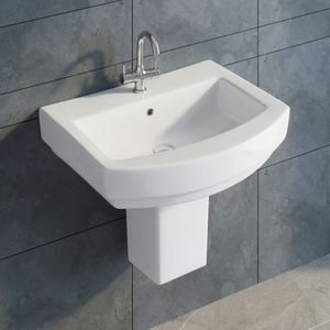 Vistaar Hospital & Villa Use Half Pedestal Ceramic Wash Basin With Modern Design Water Resistant - Product Image 2