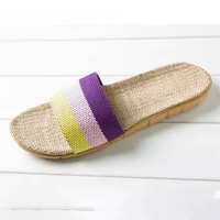 Chaussons en lin unisexes pour couple, toutes saisons, semelle épaisse et antidérapante, adaptés aux sols en bois, sandales d'intérieur