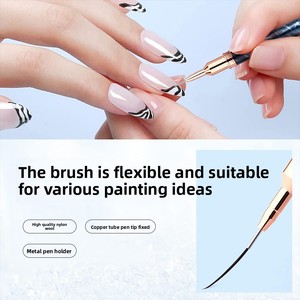 Ensemble de stylos à pointe fine Thunder Pull Line avec logo personnalisé, manche long confortable, tube en cuivre ondulé résistant à l'eau, pinceau à fleurs pour peinture sur ongles - Product Image 3