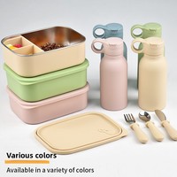 Boîte à bento portable en silicone de qualité alimentaire, 3 compartiments, légère, étanche, compatible micro-ondes, couvercles chauffables pour tous