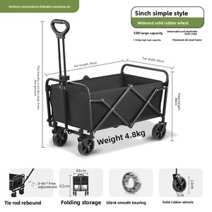 Chariot pliable à <span class=keywords><strong>4</strong></span> roues avec plate-forme PP, chariot portable à quatre roues pour le camping en plein air - Product Image 2