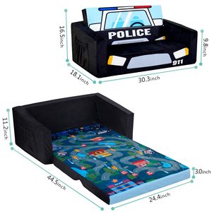 Giving Tree <b>Kids</b> Police Car <b>Sofa</b> Bed Foldable With Play Mat For Children 3 Years And Above - Product Image 5