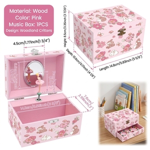 Caja Musical de Joyería de 5 Pulgadas con Manivela, Diseño Ecológico de Papel, Caja Musical Infantil para Guardar Joyas y Collares, Regalo para Niños - Product Image 3