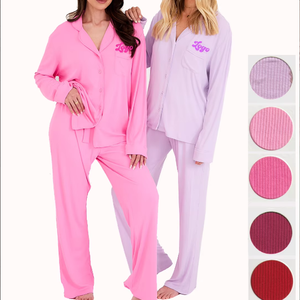 Pigiama di alta qualità per le donne in cotone modale di bambù morbido pigiama due pezzi pigiama Set carino da donna - Product Image 1