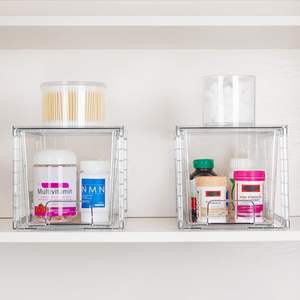 Detachable <b>Plastic</b> Acrylic Bathroom Makeup Doll Display Box Organizer Bin Clear <b>Storage</b> <b>Drawer</b> - Product Image 5