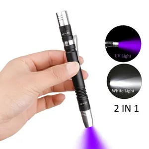 Function Medical Pen Light 2 IN 1 Yellow Blacklight Led Pocket Pen Light Flashlight Led UV