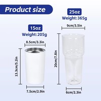 Bouteille d'eau isotherme SCCFMM 2-en-1 à double usage, style séparé, en verre 25oz + acier inoxydable 15oz, maintien thermique 6-12h