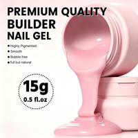 Gel dur Hema TPO Free pour extension d'ongles UV, auto-nivelant, faible chaleur, rose nude pailleté, OEM, logo personnalisé, fournisseur d'usine