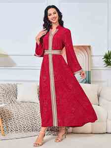 Vestido Abaya Bordado a Mano para Mujer, Estilo Dubái, Elegante Caftán <span class=keywords><strong>Marroquí</strong></span>, Colección <span class=keywords><strong>de</strong></span> Atuendos <span class=keywords><strong>de</strong></span> <span class=keywords><strong>Boda</strong></span> - Product Image 3