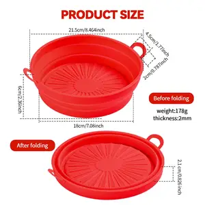 2-pack reusable no stick silicone air fryer liner strainer bundle pot air fryer liner silicone basket round sets with gloves