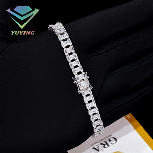 Bracelet tendance, bracelet taille émeraude, diamant moissanite VVS, plaqué or, argent sterling 925, passe le testeur de diamants, certificat GRA. - Product Image 6