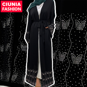 1431 # <span class=keywords><strong>B</strong></span> nuova Abaya scintillante diamante di bellezza classico nero elegante con tasche laterali da donna aperta Abaya Eid abiti da festa - Product Image 1
