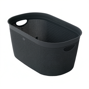 Intreccio Woven PP Clothing Organizer <b>Basket</b> L Grey 570x370x275mm <b>for</b> <b>Bathroom</b> <b>Storage</b> - Product Image 1