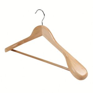 Perchas de madera al por mayor para trajes, con barra antideslizante y hombros anchos, perchas de madera personalizables para ropa - Product Image 1