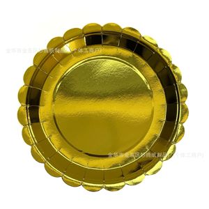 Platos de Papel Dorado Redondos Desechables para Fiestas de Cumpleaños, Reuniones Familiares, Cenas y Eventos, Paquete de 100 Unidades - Product Image 1