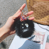 À la mode Nouvelle Fourrure De Renard Balle Chapeau En Peluche Porte-clés Sac Voiture Asseccories Pompon Balle Clé chaîne pour Fille (KC320C)