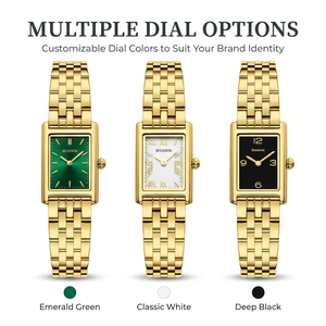 Nouvelle montre à quartz pour femme, bracelet de 18 mm, boîtier carré en acier inoxydable, montre bracelet pour femme - Product Image 1