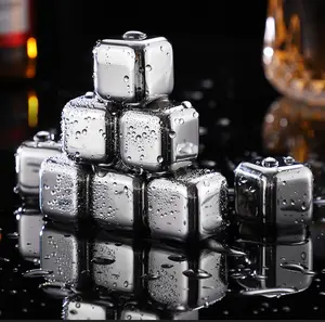 Bar Accessories 304 Stainless Steel Colorful Gold Silver Beer Juice Drink Ice Stones Reusable Ice Cube