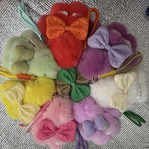 Portachiavi Coniglio in Peluche 10cm in Vera Pelliccia Naturale, Ciondolo per Borsa da Donna, Ornamento per Zaino, Portachiavi per <span class=keywords><strong>Auto</strong></span>, Regalo per Bambini - Product Image 5