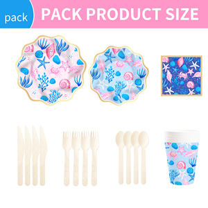 Platos de Papel Personalizados DAMAI con Diseño de Mar Azul, con Patrón de Peces y Conchas, Juego de Vajilla Desechable para Fiestas de Cumpleaños Infantiles - Product Image 5