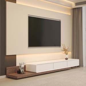 Santopova Modern Floating <b>TV</b> <b>Stand</b> Set with LED Backlit <b>Wall</b> Panel & Minimalist Living Room Storage - Product Image 3