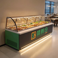 Refrigerador Vertical Comercial de Doble Temperatura con Puerta de Vidrio y Enfriamiento por Aire, de Acero Inoxidable, para Exhibición en Supermercados