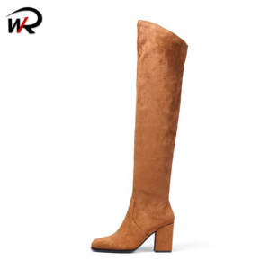OTM รองเท้าบูทยาวถึงเข่าสำหรับผู้หญิงหนังนิ่มรอบเข่าดีไซน์คลาสสิก - Product Image 2