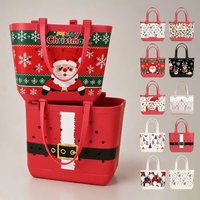 Tas Pantai EVA Cetak Logo Santa Claus Khusus Natal, Desain Berlubang Tahan Air, Kapasitas Besar, Hadiah Liburan Grosir