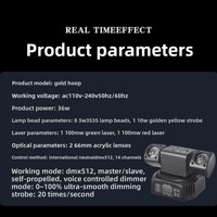Lumière de scène à motif de LED à effet cerceau doré télécommandé Nouveau produit transfrontalier Cote IP65 Faisceau rotatif Feux de tête mobiles