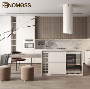 Meuble de cuisine modulaire de luxe moderne et minimaliste avec îlot de rangement, conforme aux spécifications architecturales, <span class=keywords><strong>pour</strong></span> projets d'aménagement intérieur de villas haut de gamme - Product Image 1