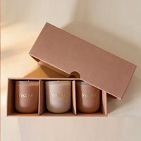 Cajas de Regalo para Velas de Vidrio Transparente con Certificación FSC, OEM/ODM, Paquete de 3 Velas de Cera de Soya Natural
