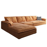Hochwertiges, Komfortables, Gemütliches Daunen-Sofa in Weiß oder Schwarz mit Samt- oder Leinenbezug, Federstoff, L-förmiges Ecksofa, Modulares Sofa