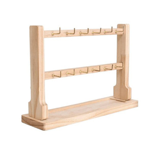 Wooden Jewelry Display Rack 38Cm X 29.5Cm X 8.5Cm 3 Tier <b>Desktop</b> Organizer For Earrings Bracelets Keychains - Product Image 5