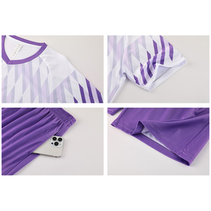 Maglia da <span class=keywords><strong>Calcio</strong></span> Bicolore Viola e <span class=keywords><strong>Bianca</strong></span>, Unisex, Elastica e Comoda, Personalizzabile per Club e Squadre, Direttamente dalla Fabbrica - Product Image 6