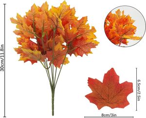 Nhân Tạo <span class=keywords><strong>Maple</strong></span> Lá 7 Chi Nhánh Mùa Thu Giả Lá Thân Cây Mùa Thu Lá Cho Lễ Tạ Ơn Lễ Hội Bảng Centerpieces Trang Trí Nội Thất - Product Image 2