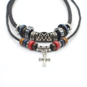 남성용 보헤미안 합금 십자가 펜던트 가죽 목걸이 NLGL03 - Product Image 4