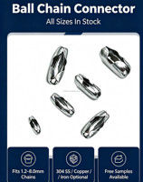 Connecteur de chaîne à billes en acier inoxydable, fermoir double enveloppement, coupleur de chaîne à billes de 1,2-8 mm pour DogTag, connecteur de chaîne à tirer pour bijoux DIY