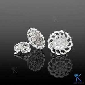 Lab Grown Diamond Sunburst Floral <b>Stud</b> Earrings Multi Stone Cluster 14K/18K Solid Gold Fine Women's Jewelry Party Anniversary - Product Image 3