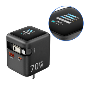 Cargador Rápido USB-C GaN de 70W con Cable Retráctil y Pantalla Digital Inteligente con IA, Adaptador de Carga Rápida PD 3.0 PPS para iPhone - Product Image 5