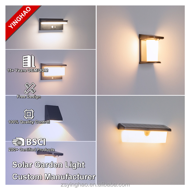 Outdoor Solar LED Motion Sensor Light IP65 Waterproof Small Garden Wall Light for Yard & Deck