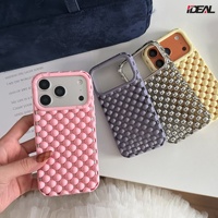Coque de téléphone IDEAL Factory au design élégant avec perles électroplaquées, sphères ajourées et respirantes pour iPhone 17 18 Pro Max 16 15 14