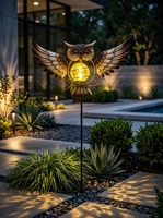 Lampe solaire LED en forme de hibou en verre IP65, petite, décorative pour jardin, à piquer, pour allée, pelouse, cour arrière