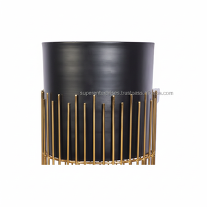 Meilleure vente en laiton noir couleur plaqué fleur stockage seau jardinières pour le stockage des plantes luxe métal fleur Vase Design Unique - Product Image 1