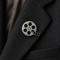 Badge en métal personnalisé en gros, épinglette de cinéma vintage, badge bobine de film, souvenir de film rétro, cadeau, fabrication OEM ODM