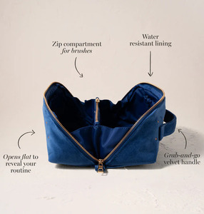 Pochette <span class=keywords><strong>de</strong></span> toilette pour femmes, logo personnalisé brodé, sac cosmétique en velours avec fermeture éclair, sacs à maquillage - Product Image 3