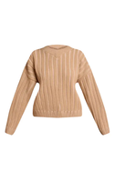 Damen V-Ausschnitt Gerippter Strickpullover mit Überschnittener Schulter, Lockerer Passform, Vertikaler Rippstruktur, Kurzer Pullover, Maßgefertigter Großhandels-Jumper