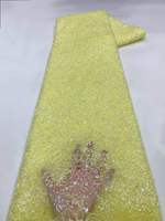 Tissu de dentelle nuptiale brodé de perles et de sequins, textile de luxe pour fêtes