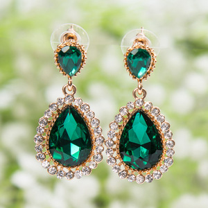 Bijoux de mode, longues boucles d'oreilles en forme de goutte d'eau, boucles d'oreilles en cristal coloré et strass - Product Image 1